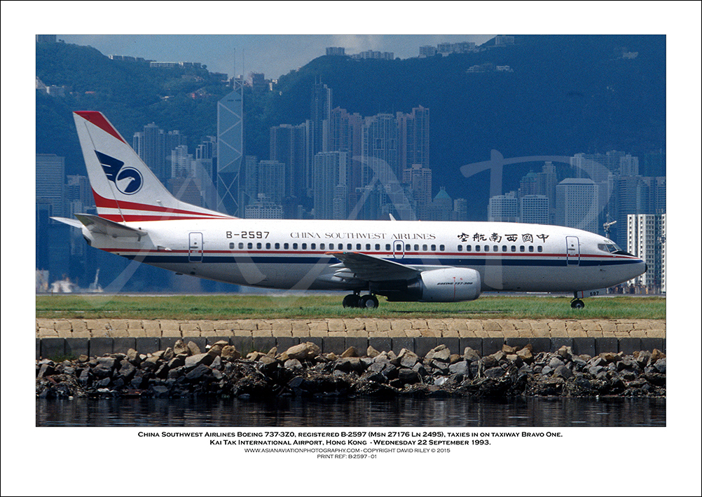 B-2597 - China Southwest Airlines Boeing 737-3Z0  (Msn 27176 Ln 2495) - 01