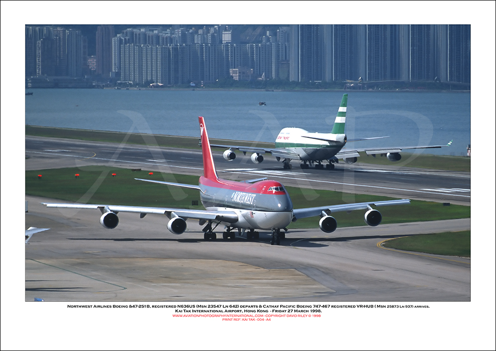 KAI TAK - Northwest Airlines Boeing 747-251B &  Cathay Pacific Boeing 747-467 - 003
