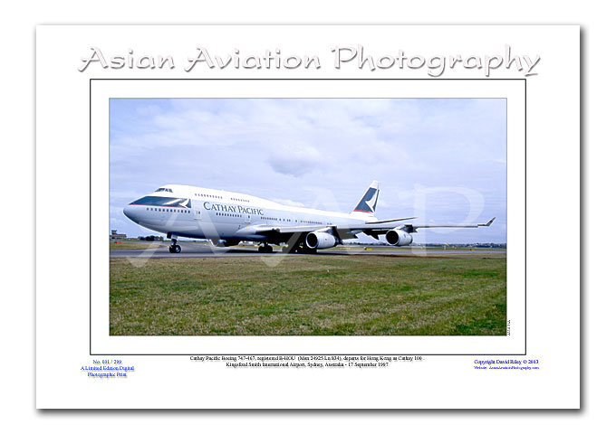 AU-031 - Cathay Pacific Boeing 747-467 - B-HOU ( Msn 24925 Ln 834 )