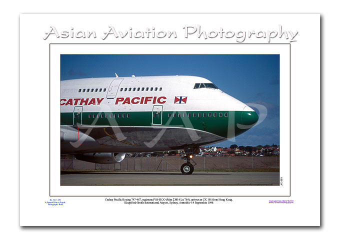 AU-038 - Cathay Pacific Boeing 747-467 - VR-HOO ( Msn 23814 Ln 705 )