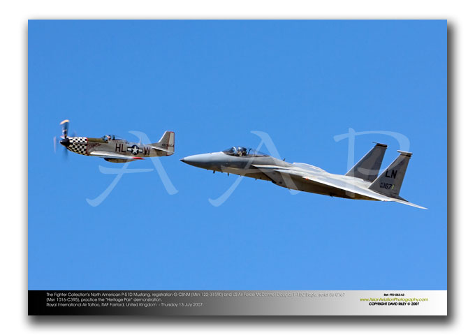 FFD-053 - North American P-51D Mustang, registration G-CBNM (Msn 122-31590) and US Air Force McDonnell Douglas F-15C Eagle - Serial 86-0167 (Msn 1016-C395)