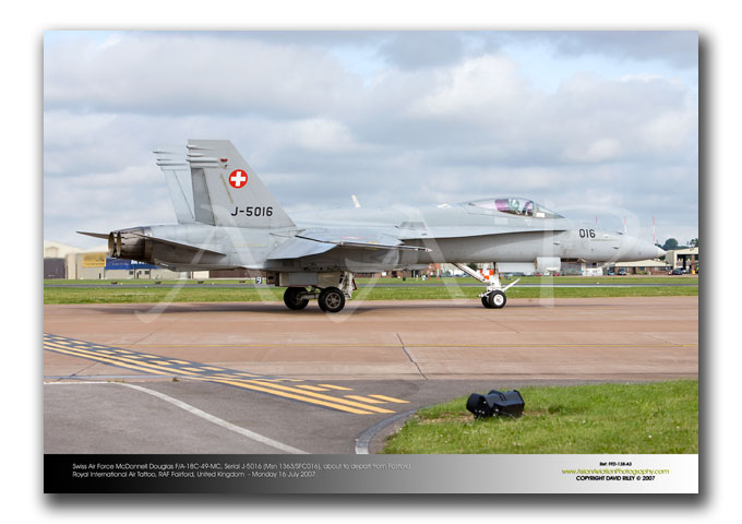 FFD-138 - Swiss Air Force McDonnell Douglas F/A-18C-49-MC - Serial J-5016 (Msn 1363/SFC016)