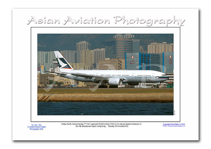 HK-024 - Cathay Pacific Boeing 777-267 - VR-HNA ( Msn 27265 Ln 14 )