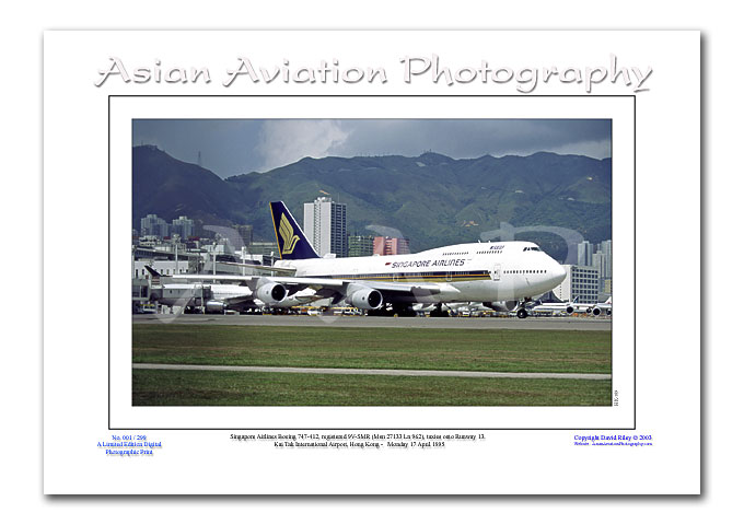 HK-189 - Singapore Airlines Boeing 747-412 Megatop - 9V-SMR ( Msn 27133 Ln 962 )