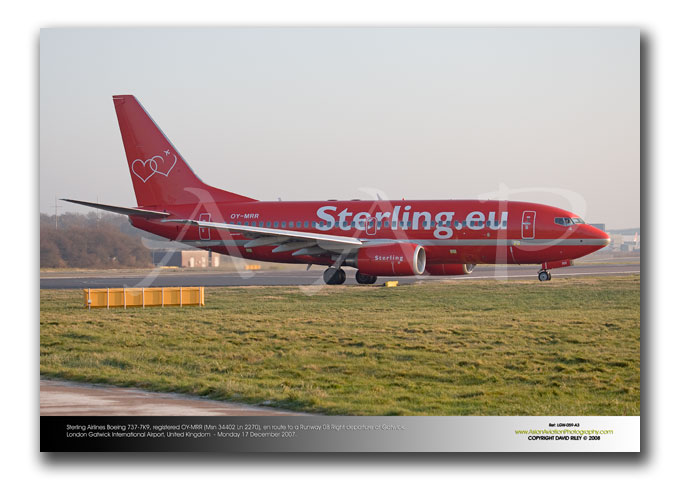 LGW-059 - Sterling Airlines Boeing 737-7K9 - OY-MRR (Msn 34402 Ln 2270)