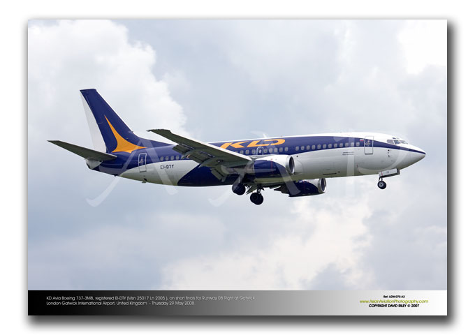 LGW-075 - KD Avia Boeing 737-3M8 - EI-DTY (Msn 25017 Ln 2005 )