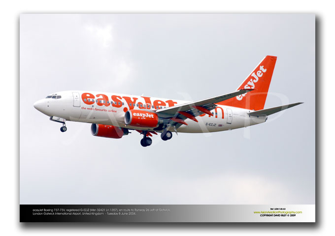LGW-148 - easyJet Boeing 737-73V - G-EZJZ (Msn 32421 Ln 1357)