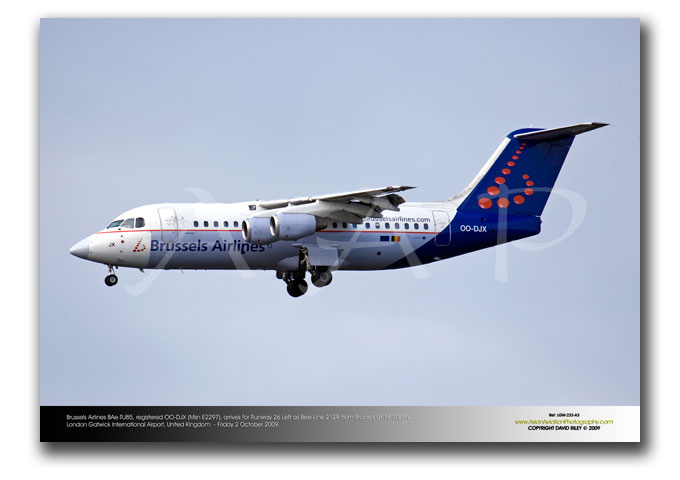LGW-233 - Brussels Airlines BAe RJ85 - OO-DJX (Msn E2297)