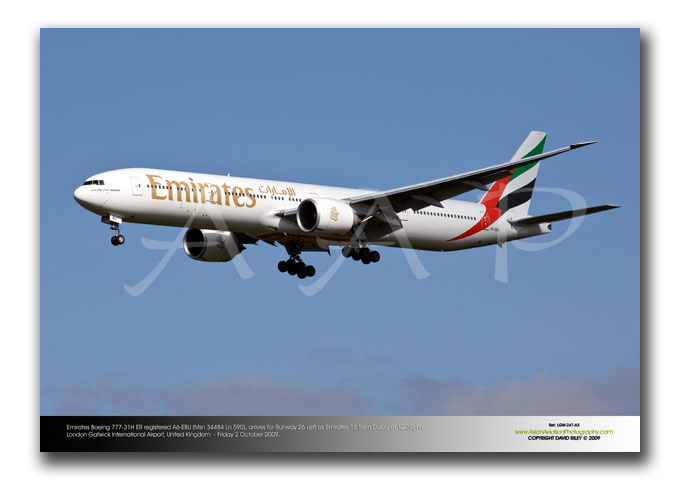 LGW-247 - Emirates Boeing 777-31H ER - A6-EBU (Msn 34484 Ln 590)