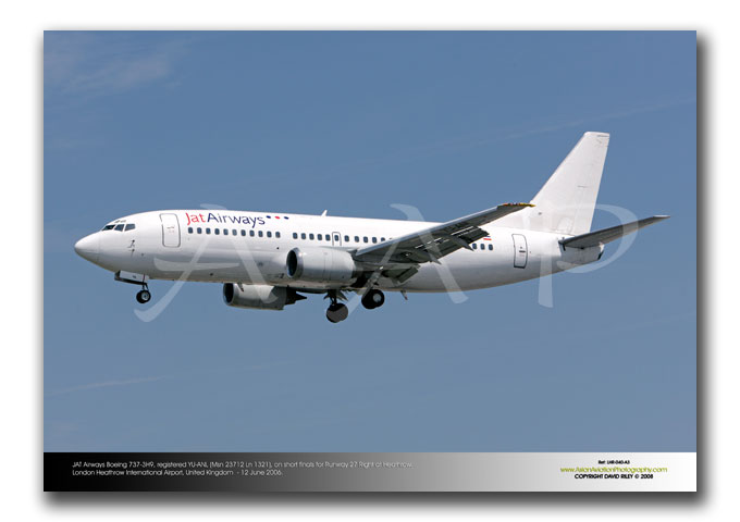 LHR-040 - JAT Airways Boeing 737-3H9 - YU-ANL (Msn 23712 Ln 1321)