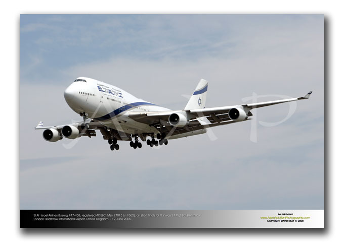 LHR-045 - El Al  Israel Airlines Boeing 747-458 - 4X-ELC (Msn 27915 Ln 1062)