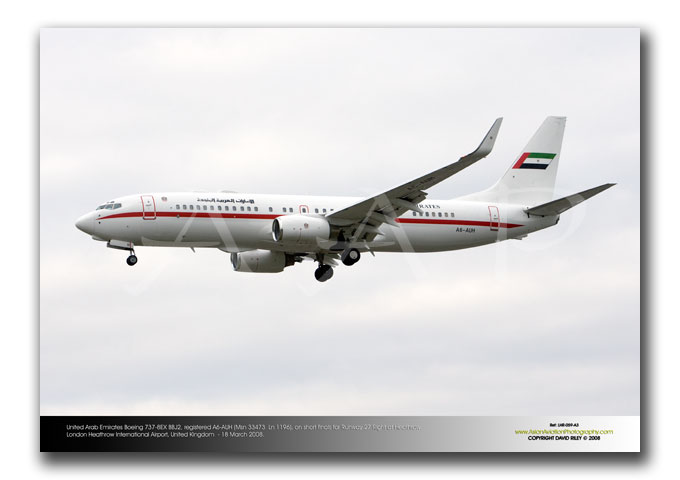 LHR-059 - United Arab Emirates Boeing 737-8EX BBJ2 - A6-AUH (Msn 33473  Ln 1196)