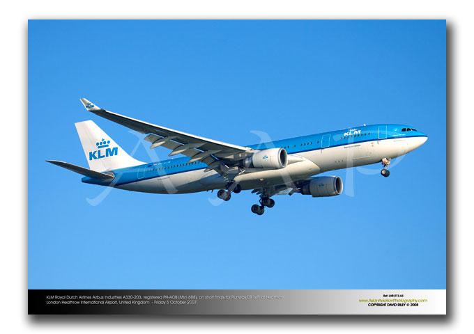 LHR-073 - KLM Royal Dutch Airlines Airbus Industries A330-203 - PH-AOB (Msn 688)