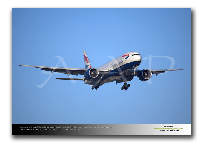 LHR-076 - British Airways Boeing 777-236 ER - G-RAES (Msn 27491 Ln 76)