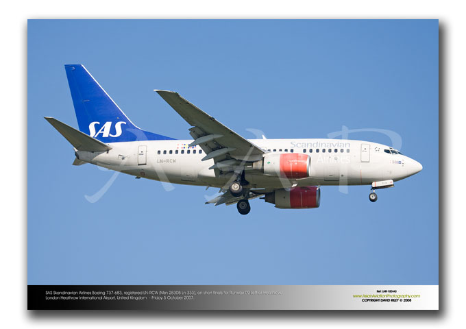 LHR-100 - SAS Skandinavian Airlines Boeing 737-683 - LN-RCW (Msn 28308 Ln 333)