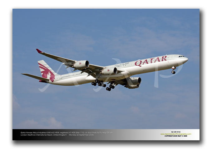 LHR-139 - Qatar Airways Airbus Industries A340-642 HGW - A7-AGB (Msn 715)