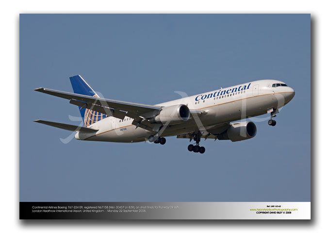 LHR-143 - Continental Airlines Boeing 767-224 ER - N67158 (Msn 30437 Ln 839)