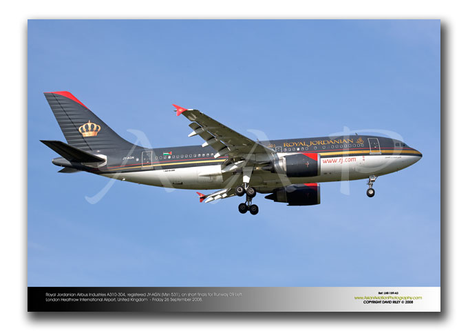 LHR-189 - Royal Jordanian Airbus Industries A310-304 - JY-AGN (Msn 531)