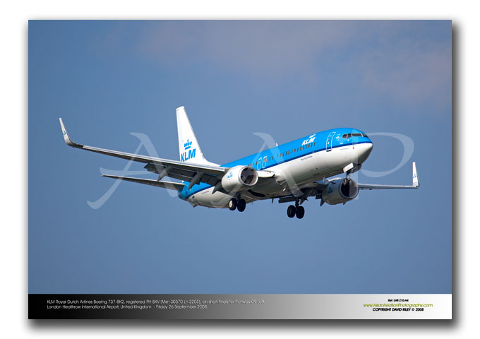 LHR-210 - KLM Royal Dutch Airlines Boeing 737-8K2 Winglets - PH-BXV (Msn 30370 Ln 2205)