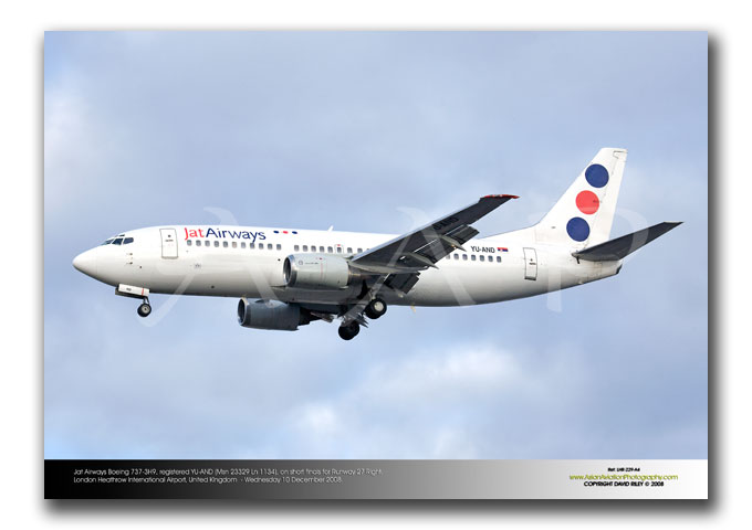 LHR-229 - JAT Airways Boeing 737-3H9 - YU-AND (Msn 23329 Ln 1134)