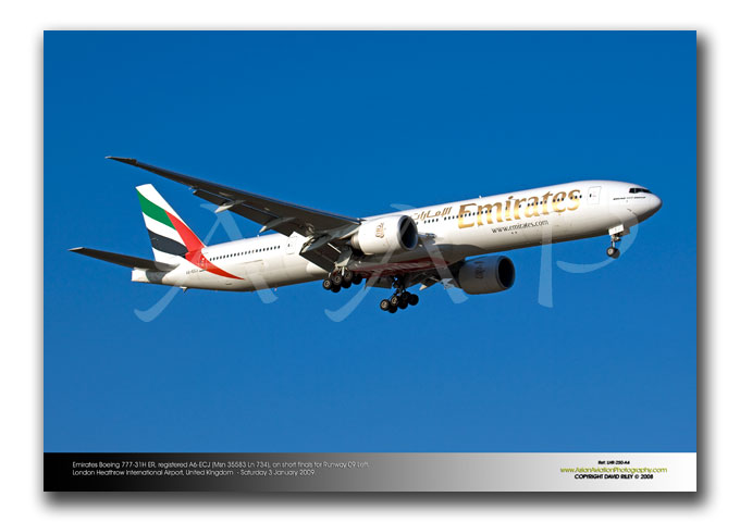 LHR-250 - Emirates Boeing 777-31H ER - A6-ECJ (Msn 35583 Ln 734)