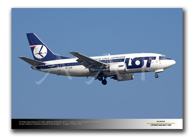 LHR-265 - LOT Polish Airlines Boeing 737-55D - SP-LKB (Msn 27417 Ln 2392)