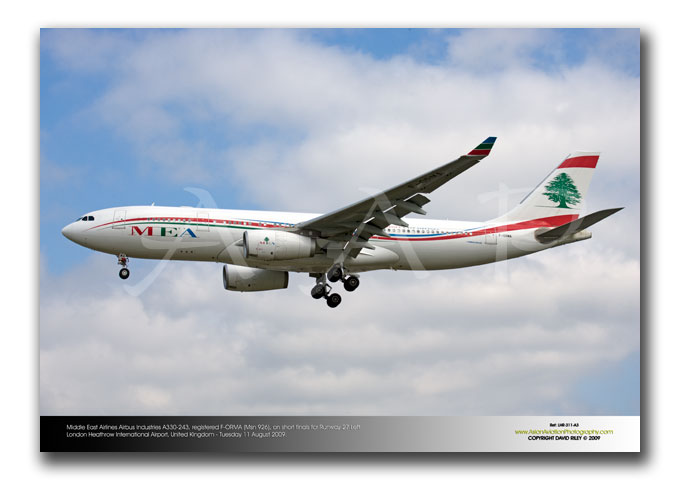 LHR-311 - MEA - Middle East Airlines Airbus Industries A330-243 - F-ORMA (Msn 926)
