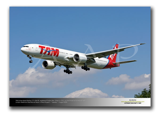 LHR-349 - TAM Linhas Aeras Boeing 777-32W ER - PT-MUA (Msn 37664 Ln 727)