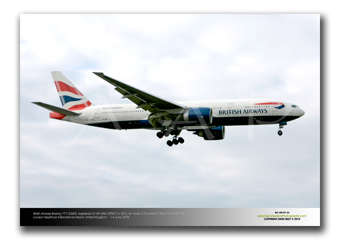 LHR-421 - British Airways Boeing 777-236 ER - G-VIIY (Msn 29967 Ln 251)