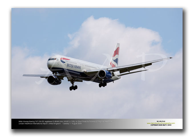LHR-475 - British Airways Boeing 767-336 ER -   G-BNWH (Msn 24340 Ln 335),