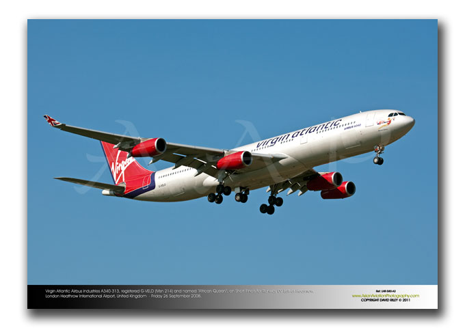LHR-580 - Virgin Atlantic Airways Airbus Industries A340-313 - G-VELD (Msn 214) and named �African Queen�
