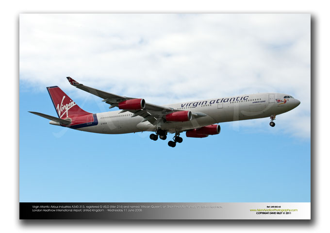 LHR-582 - Virgin Atlantic Airways Airbus Industries A340-313 - G-VELD (Msn 214) and named �African Queen�