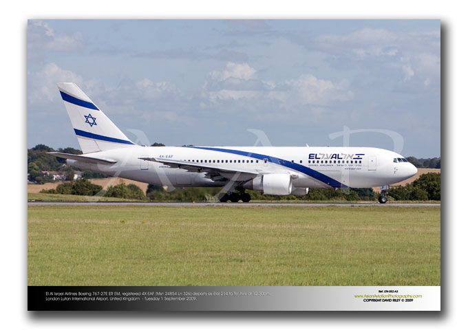LTN-052 - El Al Israel Airlines Boeing 767-27E ER EM - 4X-EAF (Msn 24854 Ln 326)