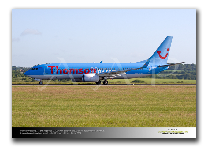 LTN-109 - Thomson Airways Boeing 737-8K5 - G-FDZA (Msn 35134 Ln 2152)
