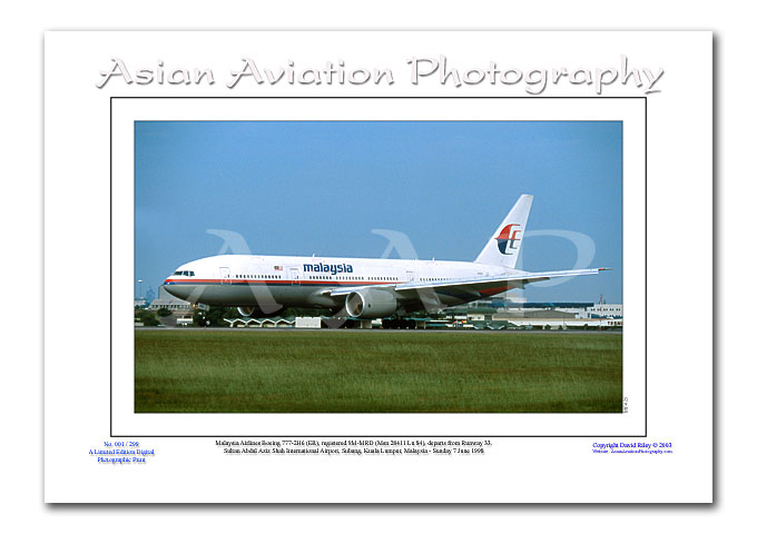 MY-025 - Malaysia Airlines Boeing 777-2H6 - 9M-MRD ( Msn 28411 Ln 84 )