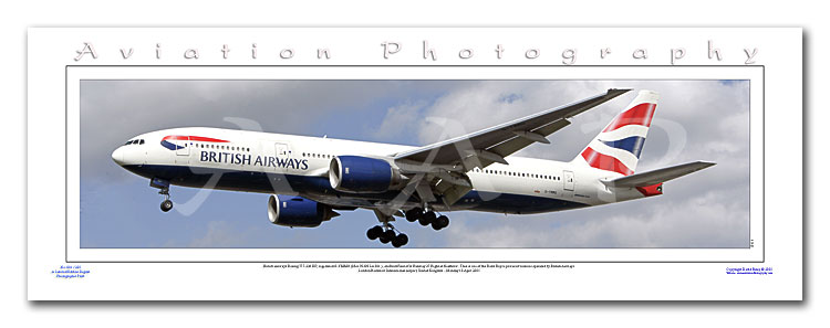 SP-010-PA2 - A2 Panoramic Print of British Airways Boeing 777-236 ER, G-YMMG at London Heathrow