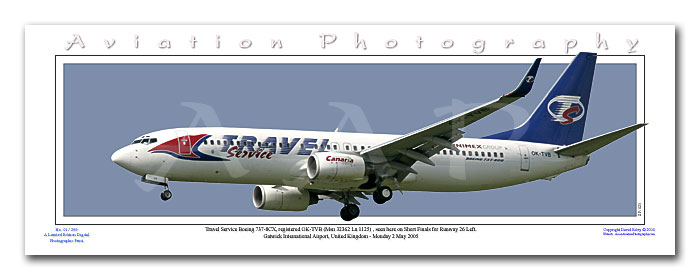 SP-025-PA3 - A3 Panoramic Print of Travel Service Boeing 737-8CX -  OK-TVB