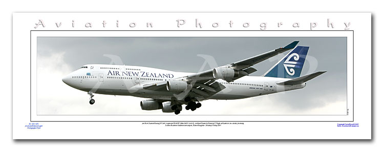 SP-027-PA2 - A2 Panoramic Print of Air New Zealand Boeing 747-419 - ZK-NBT at London Heathrow