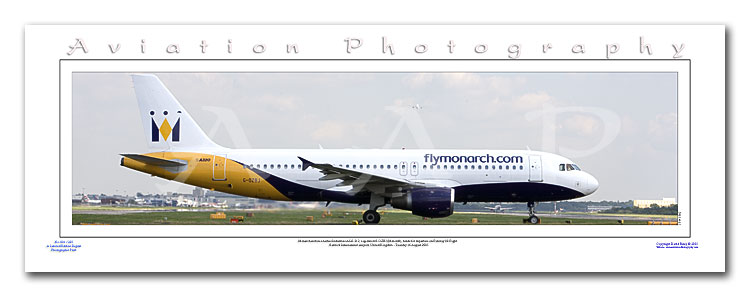 SP-045-PA2 - A2 Panoramic Print of Monarch Airlines Airbus Industries A320-212 -  G-OZBJ