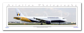 SP-045-PA2 - A2 Panoramic Print of Monarch Airlines Airbus Industries A320-212 -  G-OZBJ