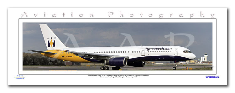 SP-053-PA2 - A2 Panoramic Print of Monarch Airlines Boeing 757-2T7 - G-MONK at Gatwick