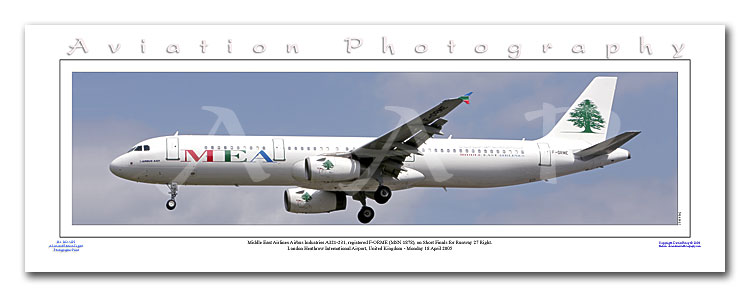 SP-069-PA2 - A2 Panoramic Print of Middle East Airlines Airbus Industries A321-231 - F-ORME at London Heathrow