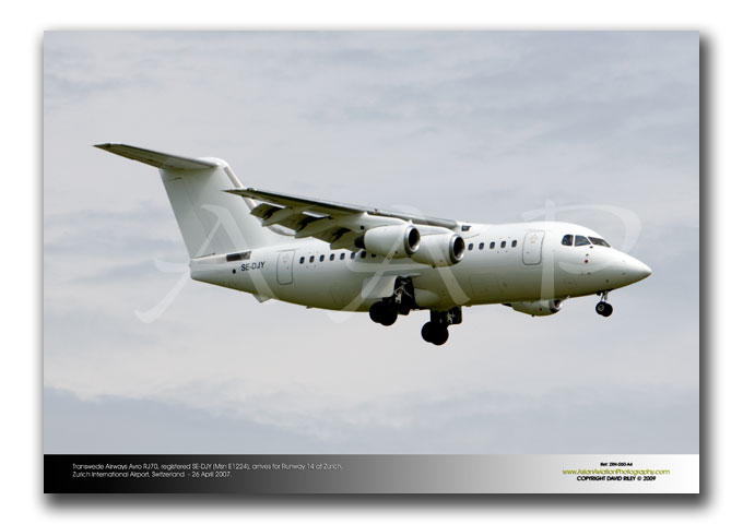 ZRH-050 - Transwede Airways Avro RJ70 - SE-DJY (Msn E1224)