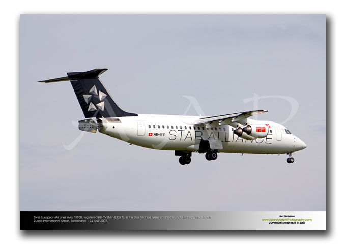 ZRH-068 - Swiss European Air Lines Avro RJ100 - HB-IYV (Msn E3377) in the Star Alliance livery