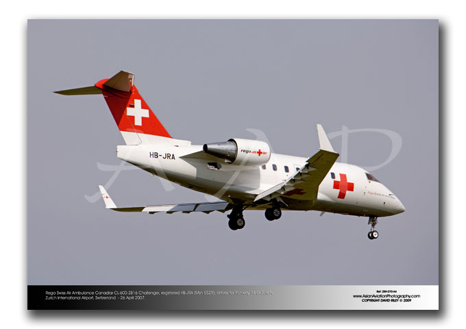 ZRH-070 - Rega Swiss Air Ambulance Canadiar CL-600-2B16 Challenger - HB-JRA (Msn 5529)