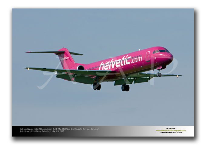 ZRH-100 - Helvetic Airways Fokker 100 - HB-JVE (Msn 11459)